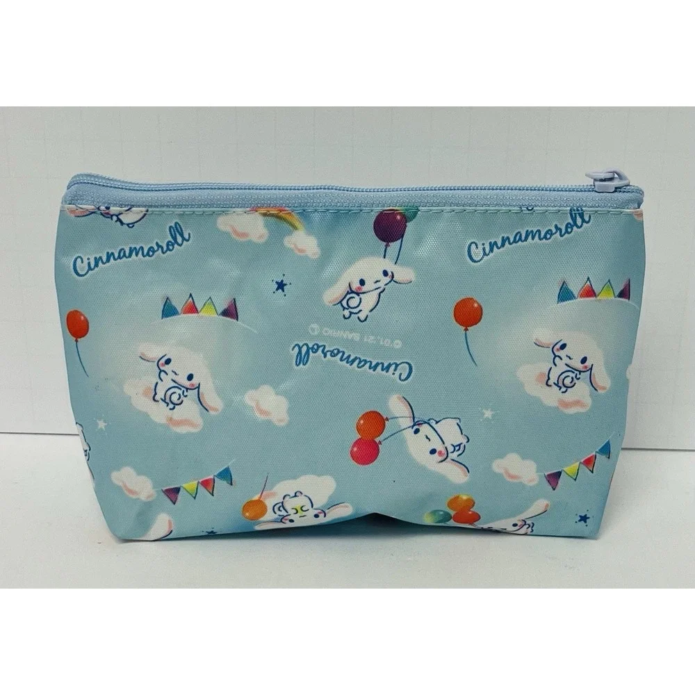 Sanrio Cinnamoroll Blue Zipper Pouch Kawaii Balloon Sky Print Makeup Bag 7x4.5in
